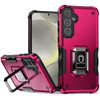 Military Grade Shockproof Hybrid Armor Case with Ring Grip for Samsung Galaxy S25 Plus - Hot Pink