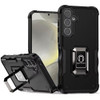 Military Grade Shockproof Hybrid Armor Case with Ring Grip for Samsung Galaxy S25 Plus - Black