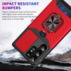 Military Grade All-In-One Ring Stand Card Case for Samsung Galaxy S25 Ultra - Red