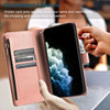 Leather Wallet Case with Zipper Pocket for Samsung Galaxy S25 Ultra - Rose Gold