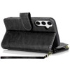 Leather Wallet Case with Zipper Pocket for Samsung Galaxy S25 Plus - Black