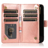 Leather Wallet Case with Zipper Pocket for Samsung Galaxy S25 Plus - Rose Gold
