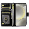 Leather Wallet Case with Zipper Pocket for Samsung Galaxy S25 - Black