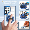 Tough Shield Crystal Case with MagSafe Magnetic Ring Holder for Samsung Galaxy S25 Ultra - Blue