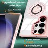 Tough Shield Crystal Case with MagSafe Magnetic Ring Holder for Samsung Galaxy S25 Ultra - Pink