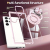 Tough Shield Crystal Case with MagSafe Magnetic Ring Holder for Samsung Galaxy S25 Ultra - Pink