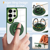 Tough Shield Crystal Case with MagSafe Magnetic Ring Holder for Samsung Galaxy S25 Ultra - Green