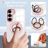 Tough Shield Crystal Case with MagSafe Magnetic Ring Holder for Samsung Galaxy S25 Plus - Pink
