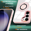 Tough Shield Crystal Case with MagSafe Magnetic Ring Holder for Samsung Galaxy S25 Plus - Pink