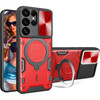 Superior Series Hybrid Case with MagSafe Magnetic Ring Stand and Camera Lens Cover for Samsung Galaxy S25 Ultra - Red