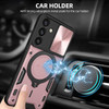 Superior Series Hybrid Case with MagSafe Magnetic Ring Stand and Camera Lens Cover for Samsung Galaxy S25 Plus - Rose Gold