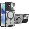 Superior Series Hybrid Case with MagSafe Magnetic Ring Stand and Camera Lens Cover for Samsung Galaxy S25 Plus - Silver