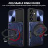 Superior Series Hybrid Case with MagSafe Magnetic Ring Stand and Camera Lens Cover for Samsung Galaxy S25 - Blue
