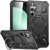 Military Grade TUFF Case with MagSafe Magnetic Rotating Ring Stand for Samsung Galaxy S25 - Black