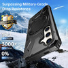 Military Grade TUFF Case with MagSafe Magnetic Rotating Ring Stand for Samsung Galaxy S25 - Black
