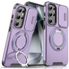 Dual Layer MagSafe Case with Rotating Stand and Privacy Camera Cover for Samsung Galaxy S25 Ultra - Purple