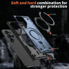 Military Grade MagSafe Hybrid Case with Kickstand Ring Holder for Samsung Galaxy S25 Ultra - Blue