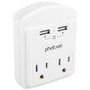 Wall Adapter Power Strip with Dual USB and Dual AC Outlets - White