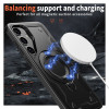 Military Grade MagSafe Hybrid Case with Kickstand Ring Holder for Samsung Galaxy S25 Plus - Black