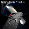 Military Grade MagSafe Hybrid Case with Kickstand Ring Holder for Samsung Galaxy S25 Plus - Black