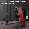 Military Grade MagSafe Hybrid Case with Kickstand Ring Holder for Samsung Galaxy S25 Plus - Red