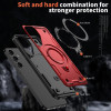 Military Grade MagSafe Hybrid Case with Kickstand Ring Holder for Samsung Galaxy S25 - Red