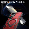 Military Grade MagSafe Hybrid Case with Kickstand Ring Holder for Samsung Galaxy S25 - Red