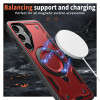Military Grade MagSafe Hybrid Case with Kickstand Ring Holder for Samsung Galaxy S25 - Red