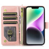 Leather Wallet Case with Zipper Pocket for iPhone 16e - Rose Gold