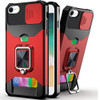 Military Grade All-In-One Ring Stand Card Case for iPhone 16e - Red