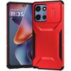 Combat Tough Series Hybrid Case with Camera Lens Cover for Motorola Moto G 2025 - Red
