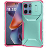 Combat Tough Series Hybrid Case with Camera Lens Cover for Motorola Moto G 2025 - Teal Pink