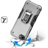 Military Grade Shockproof Hybrid Armor Case with Ring Grip for iPhone 16e - Silver