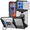 Military Grade All-In-One Ring Stand Card Case for Motorola Moto G 2025 - Silver