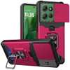 Military Grade All-In-One Ring Stand Card Case for Motorola Moto G Power 2025 - Hot Pink