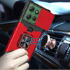 Military Grade All-In-One Ring Stand Card Case for Motorola Moto G Power 2025 - Red