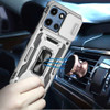 Military Grade Ring Holder Case with Camera Lens Cover for Motorola Moto G 2025 - Silver