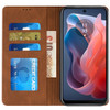 Leather Folio Wallet Case for Motorola Moto G 2025 - Brown