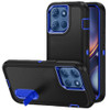 Military Grade Certified TUFF Hybrid Armor Case with Kickstand for Motorola Moto G 2025 - Black Blue