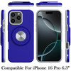 Circular Series Hybrid Case with Rotating Ring Stand for iPhone 16 Pro - Blue