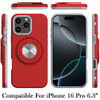 Circular Series Hybrid Case with Rotating Ring Stand for iPhone 16 Pro - Red