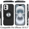Circular Series Hybrid Case with Rotating Ring Stand for iPhone 16 - Black