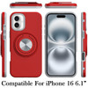 Circular Series Hybrid Case with Rotating Ring Stand for iPhone 16 - Red