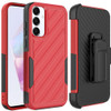 Military Grade Noble Hybrid Armor Case with Belt Clip Holster for Samsung Galaxy A36 5G - Red