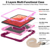 Military Grade 3-IN-1 Hybrid Armor Case with Hand and Shoulder Strap for iPad Pro 13-inch (M4) - Rose Pink