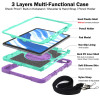 Military Grade 3-IN-1 Hybrid Armor Case with Hand and Shoulder Strap for iPad Air 11-inch (M3/M2) - Purple Teal