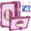 Military Grade 3-IN-1 Hybrid Armor Case with Hand and Shoulder Strap for iPad Air 11-inch (M3/M2) - Rose Pink