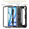 Military Grade Shockproof Rugged Hybrid Case with Kickstand for iPad Air 11-inch (M3/M2) - Black