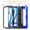 Military Grade Shockproof Rugged Hybrid Case with Kickstand for iPad Air 11-inch (M3/M2) - Blue