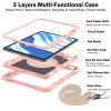 Military Grade 3-IN-1 Hybrid Armor Case with Hand and Shoulder Strap for iPad Air 13-inch (M3/M2) - Rose Gold